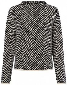 Sweter z dzianiny  Tevelyn Kobiety Sztuczne włókno czarny/biały wzorzysty 40 Someday damski