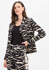 Blezer z dżerseju Kobiety Sztuczne włókno czarny/beżowy wzorzysty 44 Marc Cain