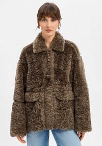 Kurtka ze sztucznego futra  Amia Kobiety brązowa jednolity 40 EDITED damska