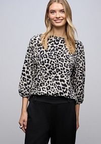 Koszulka z długim rękawem Kobiety szary wzorzysty 46 Street One damski
