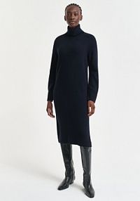 Sukienka z dzianiny wełnianej z zawartością kaszmiru Kobiety Wełna niebieska jednolity XL Gant