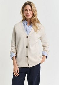 Wełniany kardigan  z zawartością kaszmiru Kobiety Wełna brązowy jednolity XL Gant