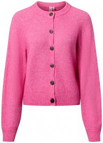 Kardigan z zawartością alpaki i wełny  YASJohi Kobiety Sztuczne włókno wyrazisty róż jednolity M Y.A.S