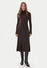 Sukienka dzianinowa Tommy Hilfiger brązowa 