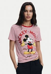 T-shirt Desigual czerwony damski Mickey 25SWTKAI  Regular Fit