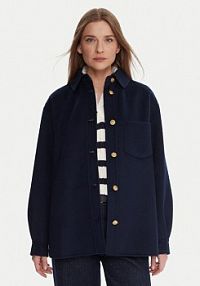 Płaszcz Tommy Hilfiger granatowy damski Wełniany