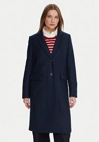 Płaszcz Tommy Hilfiger granatowy damski Wełniany