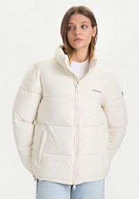 Kurtka puchowa Guess Jeans beżowa damska Zimowa