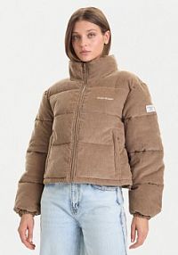 Kurtka puchowa Guess Jeans beżowa damska Zimowa