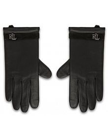 Rękawiczki skórzane LAUREN RALPH LAUREN czarne 