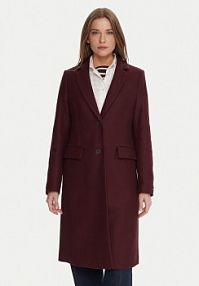 Płaszcz Tommy Hilfiger czerwony damski Wełniany