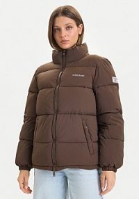 Kurtka puchowa Guess Jeans brązowa damska Zimowa