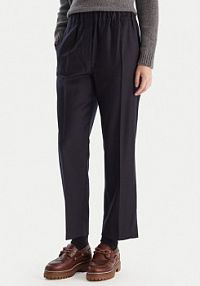 Spodnie eleganckie Weekend Max Mara granatowe damskie Materiałowe