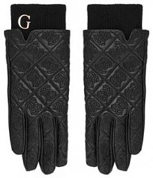 Rękawiczki skórzane Guess czarne Damskie