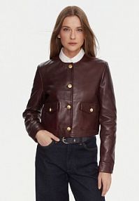 Kurtka skórzana Tommy Hilfiger czerwona damska 