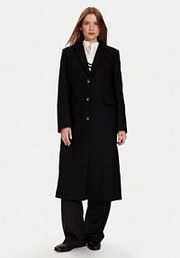 Płaszcz Tommy Hilfiger czarny damski Wełniany