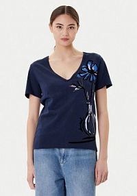 T-shirt Desigual granatowy damski Dumas 25WWTK28  Regular Fit