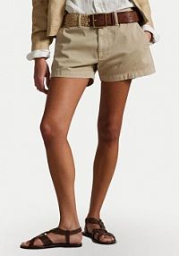 Szorty Polo Ralph Lauren beżowe damskie Materiałowe 211963798001  Straight Fit