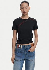 T-shirt Desigual czarny damski Charly 25WWTK08  Regular Fit