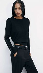 Wełniany sweterek „ESSENTIAL” z lureksowymi detalami czarny PATRIZIA PEPE damski