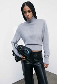 Wełniany golf „ESSENTIAL” szary PATRIZIA PEPE damski