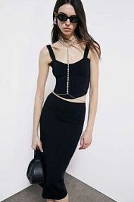 Gorset z dzianiny żakardowej czarny PATRIZIA PEPE damski