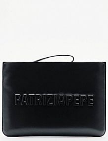 Skórzana kopertówka (IM)PERFECTION czarna PATRIZIA PEPE