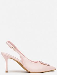 Różowe sandały na Szpilce Ozdobione Aplikacją z Cyrkoniami Isleheart Renee