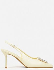 Żółte sandały na Szpilce Ozdobione Aplikacją z Cyrkoniami Isleheart Renee