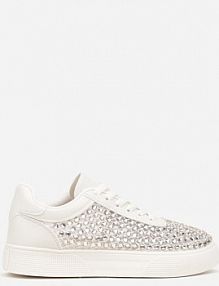 Beżowe Cyrkoniowe sneakersy na Platformie Lilaela Renee damskie