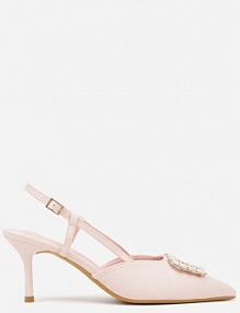 Różowe sandały na Szpilce Ozdobione Aplikacją z Cyrkoniami Orinriane Renee