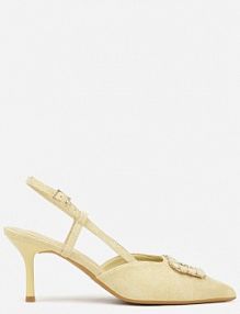 Żółte sandały na Szpilce Ozdobione Aplikacją z Cyrkoniami Orinriane Renee
