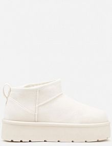 Beżowe Wsuwane śniegowce z Futerkowym Ociepleniem na Platformie Eslin ballada damskie