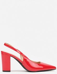 Czerwone sandały Lakierowane na Słupku Slingback Halasela Renee
