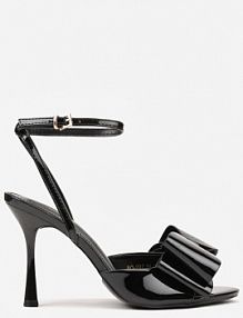 Czarne Lakierowane sandały z Kokardkami Orimoni Renee