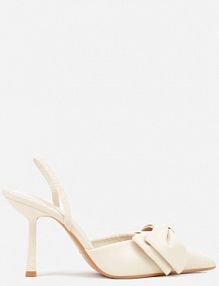 Beżowe sandały na Szpilce Slingback Ozdobione Kokardą Terrafera Renee