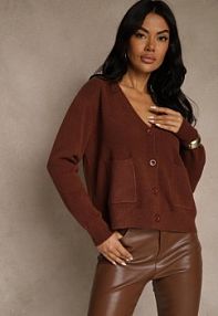 Brązowy kardigan na Guziki z Domieszką Kaszmiru Vetiella Renee