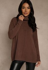 Brązowy golf o Fasonie Klasycznego Swetra z Domieszką Kaszmiru Rorilaine Renee damski