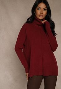 Bordowy golf o Fasonie Klasycznego Swetra z Domieszką Kaszmiru Rorilaine Renee damski