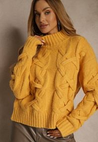 Żółty golf z Dodatkiem Wełny ze Strukturalnym Splotem Fedansa Renee damski