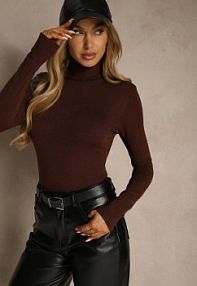 Brązowy golf z Bawełną w Klasycznym Stylu Reiredia Renee damski