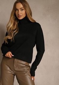 Czarny Casualowy golf z Bawełną i Wełną Reillisa Renee damski