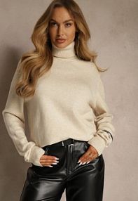 Jasnobeżowy Casualowy golf z Bawełną i Wełną Reillisa Renee damski