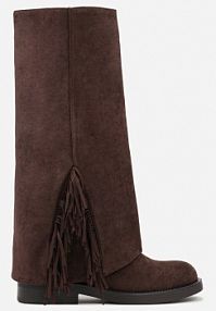 Brązowe kozaki Ozdobione Frędzlami i Wywiniętą Cholewką Reilevia Renee damskie