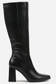 Czarne Skórzane Kozaki VICES do Kolana na Słupku w Eleganckim Stylu Reiandra Renee