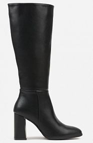 Czarne Kozaki VICES do Kolana ze Skóry Naturalnej na Metalicznym Słupku Zenilla Renee