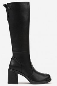 Czarne Kozaki VICES na Słupku ze Skóry Naturalnej Ozdobione Aplikacjami Refesa Renee