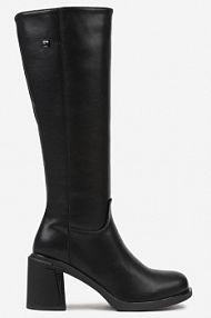 Czarne Kozaki VICES na Słupku ze Skóry Naturalnej Fezenna Renee