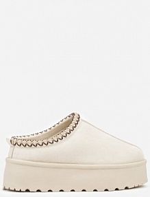 Beżowe śniegowce na Platformie z Niską Cholewką i Haftowanym Wzorem Zivilae Renee damskie