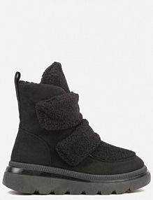 Czarne botki Typu Śniegowce na Platformie z Dwoma Ozdobnymi Rzepami Edarlia next step damskie